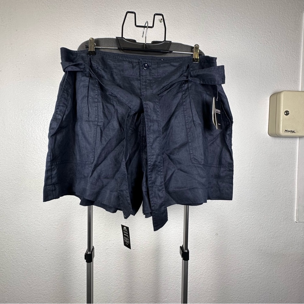 Ralph‎ Lauren Dark Blue Linen Buttoned Shorts